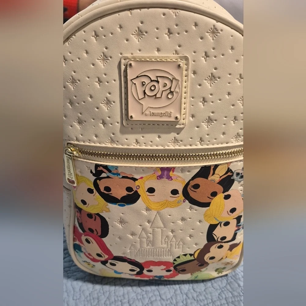 Disney Cream Backpack with Character Faces